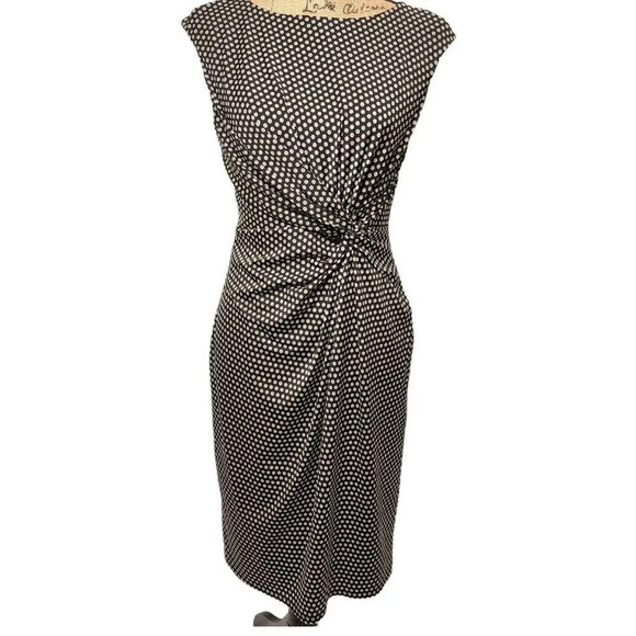 Evan Picone Black Label Women's Polka Dot Twist Bodycon Midi Dress Size 6 Black - Picture 13 of 13